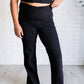 Building Habits Twill Flared Crossover Waist Pant in Black Bottoms   