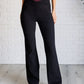 Building Habits Twill Flared Crossover Waist Pant in Black Bottoms   