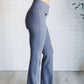 Building Habits Twill Flared Crossover Waist Pant in Titanium Bottoms   