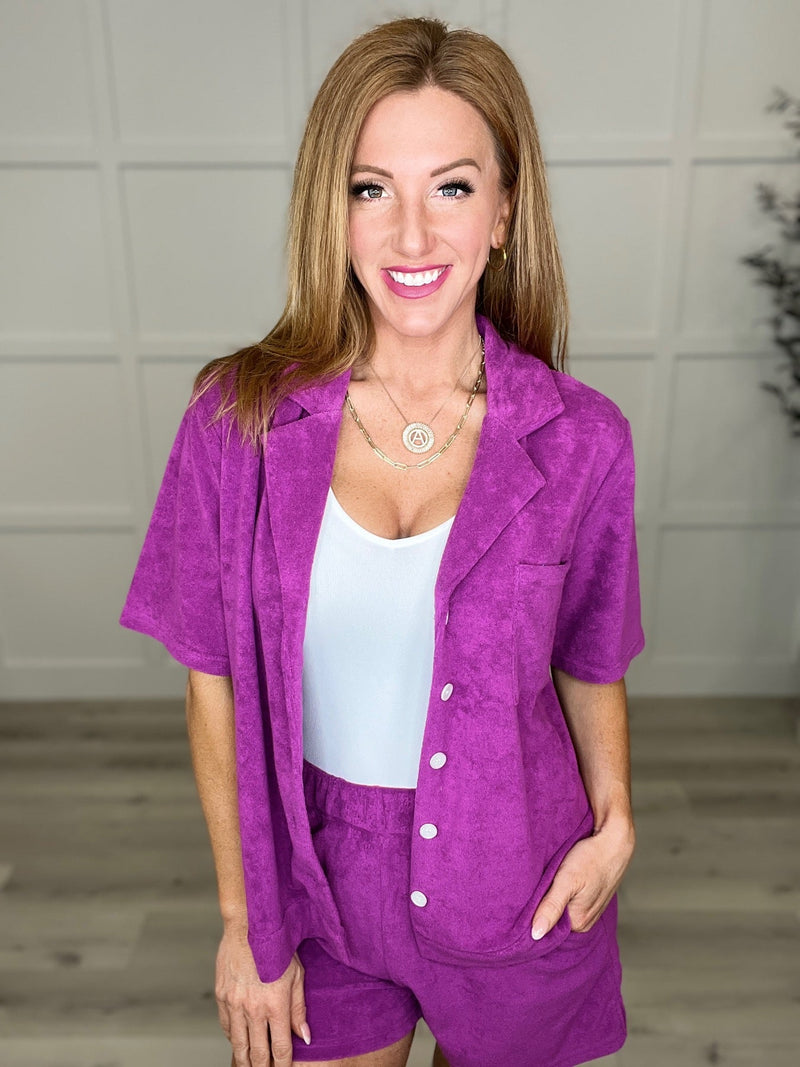 French Terry Button Down Top in Two Colors Tops   