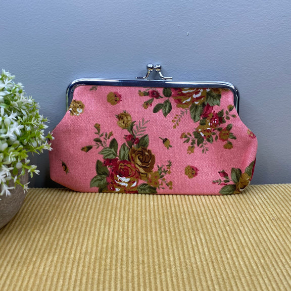 Floral Clamshell Coin Purse Wallet    