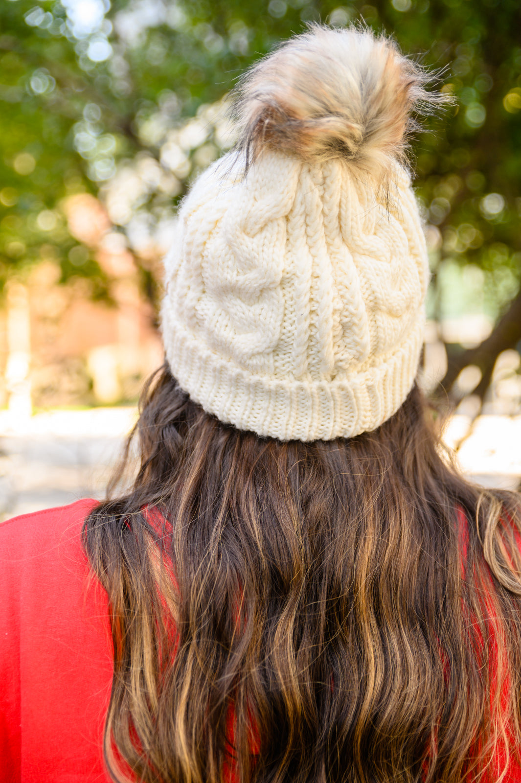 Cable Knit Cuffed Beanie In Ivory Womens