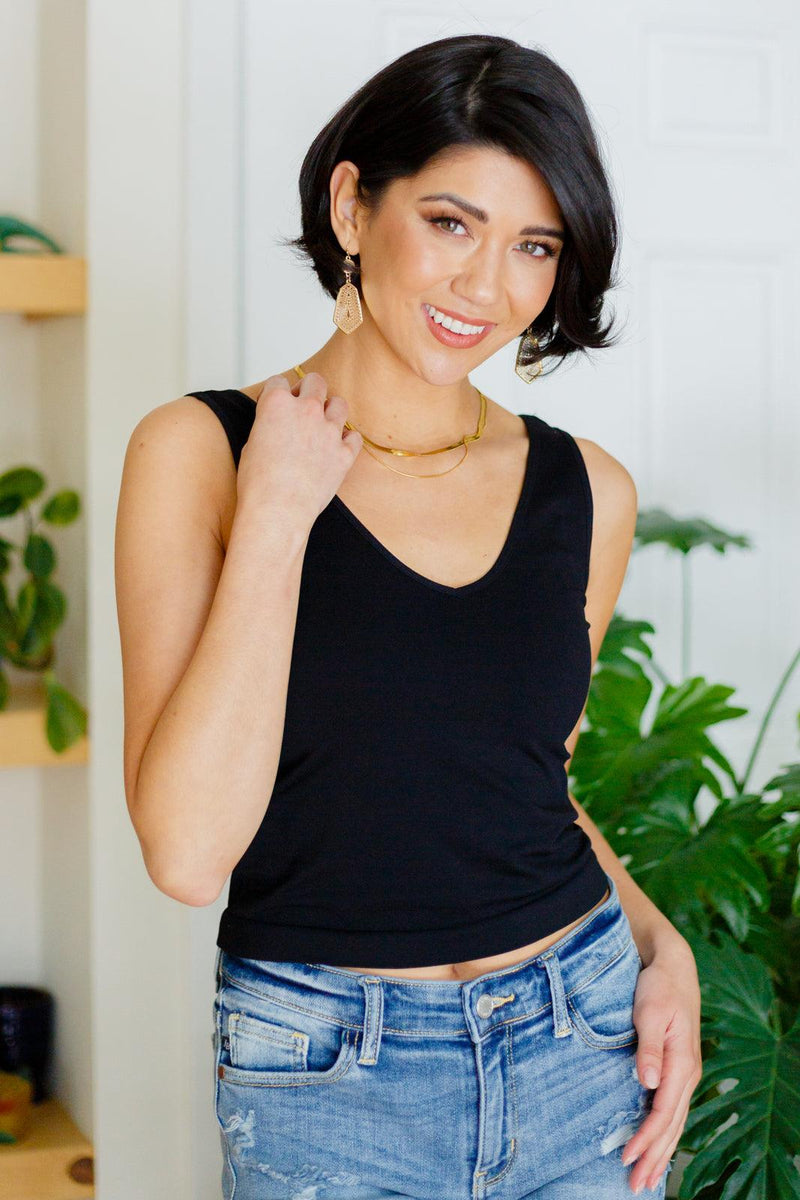 Carefree Seamless Reversible Tank in Black - Three Mad Hatters Mercantile 