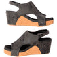 Carley Wedge Sandals in Black Metallic Womens Sandals   