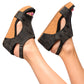 Carley Wedge Sandals in Black Metallic Womens Sandals   