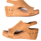 Carley Wedge Sandals in Caramel Smooth Womens   