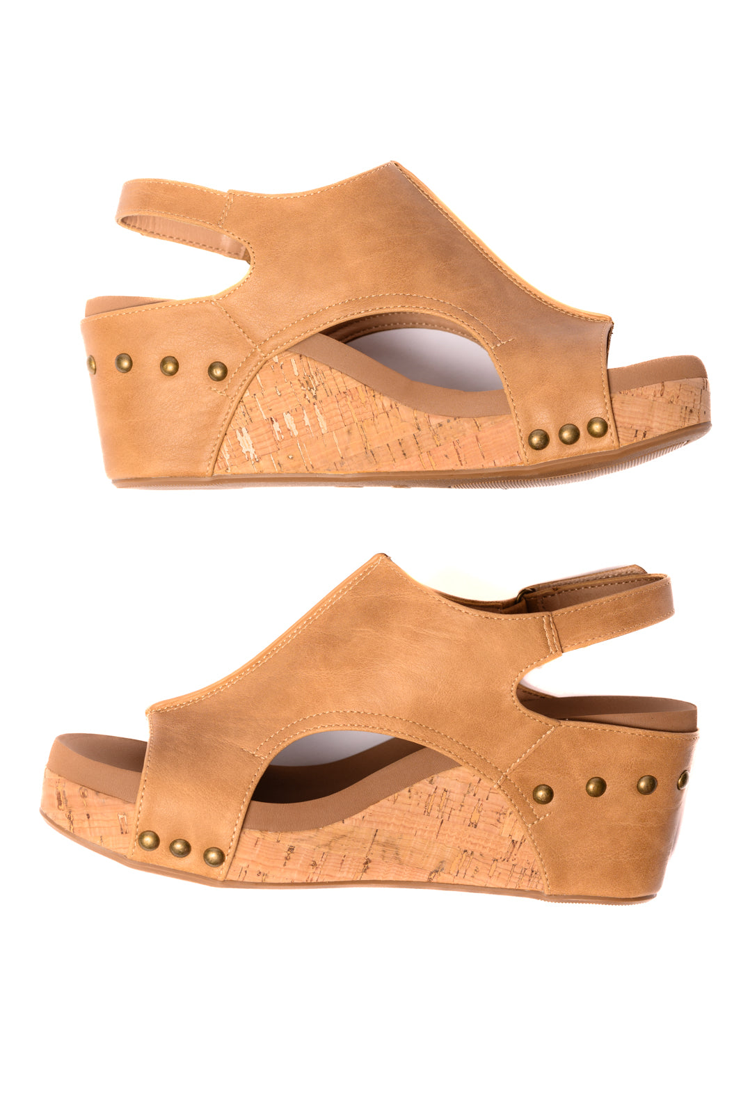 Carley Wedge Sandals in Caramel Smooth Womens   