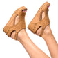 Carley Wedge Sandals in Caramel Smooth Womens   