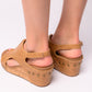 Carley Wedge Sandals in Caramel Smooth Womens   