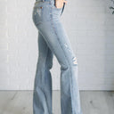 Caroline Mid Rise Control Top Distressed Flare Jeans