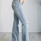 Caroline Mid Rise Control Top Distressed Flare Jeans Womens   