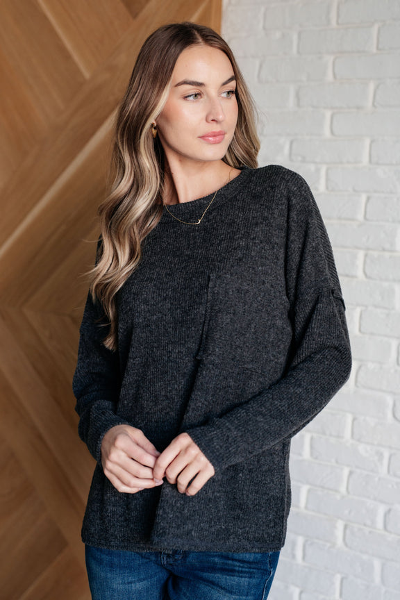 Casual Tuesday Ribbed Knit Sweater in Black Tops   