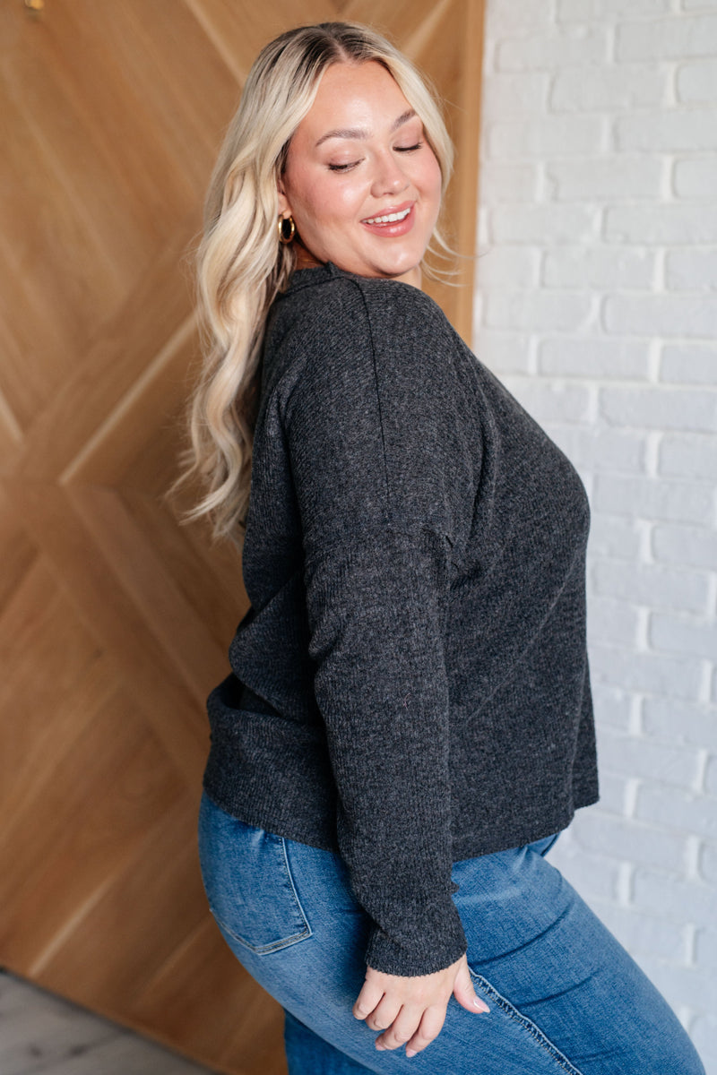 Casual Tuesday Ribbed Knit Sweater in Black Tops   