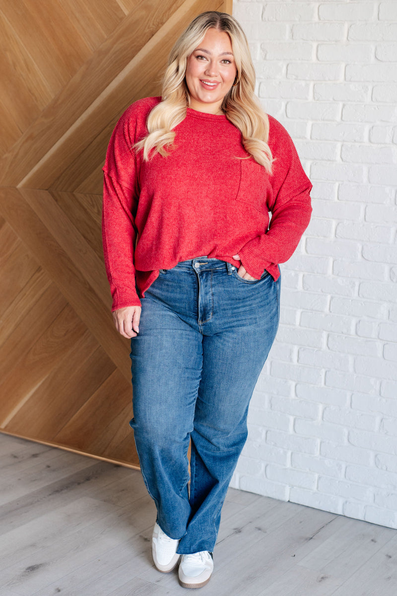 Casual Tuesday Ribbed Knit Sweater in Dark Red Tops   