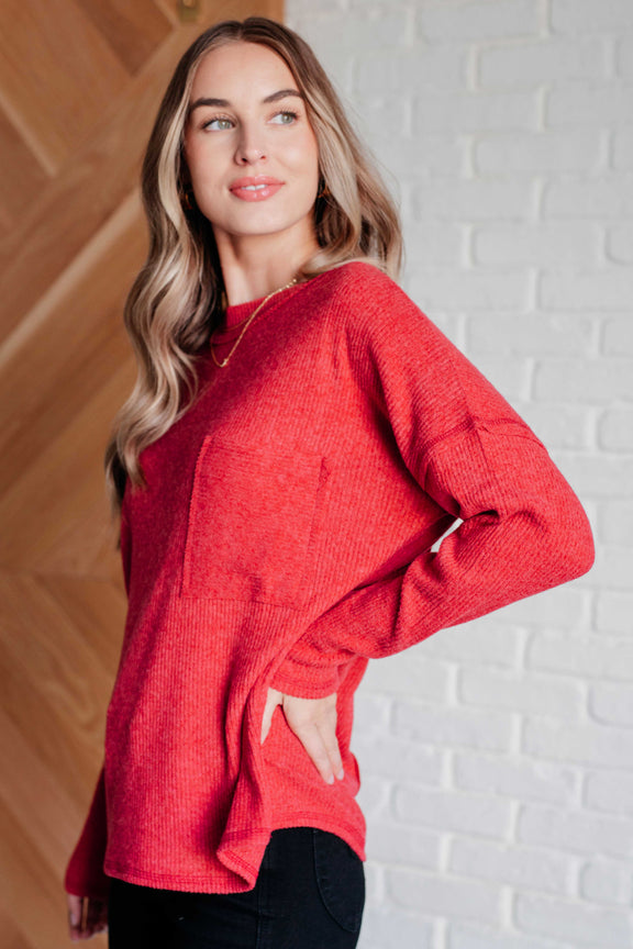 Casual Tuesday Ribbed Knit Sweater in Dark Red Tops   