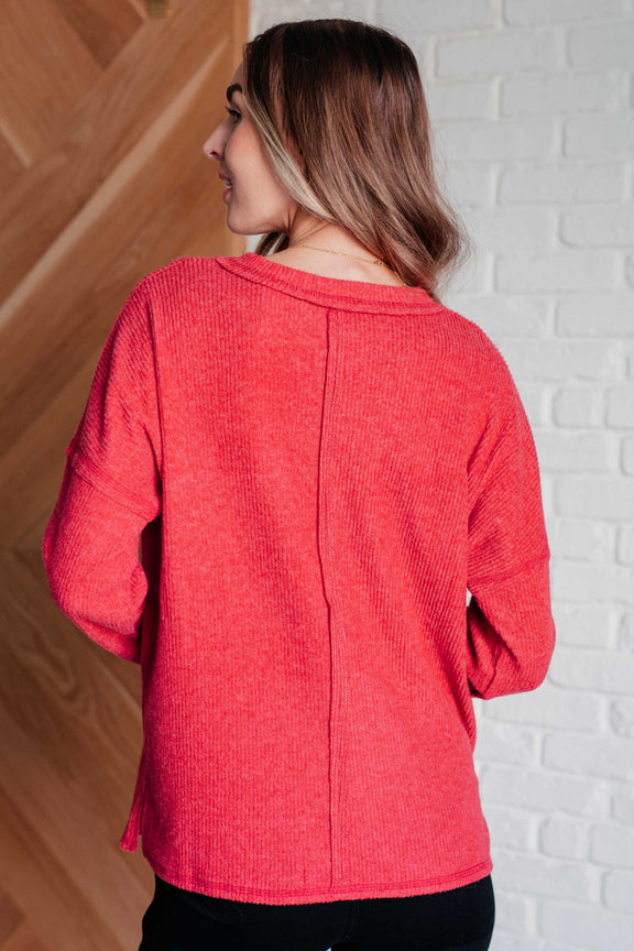 Casual Tuesday Ribbed Knit Sweater in Dark Red Tops   