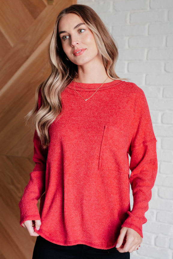 Casual Tuesday Ribbed Knit Sweater in Dark Red Tops   