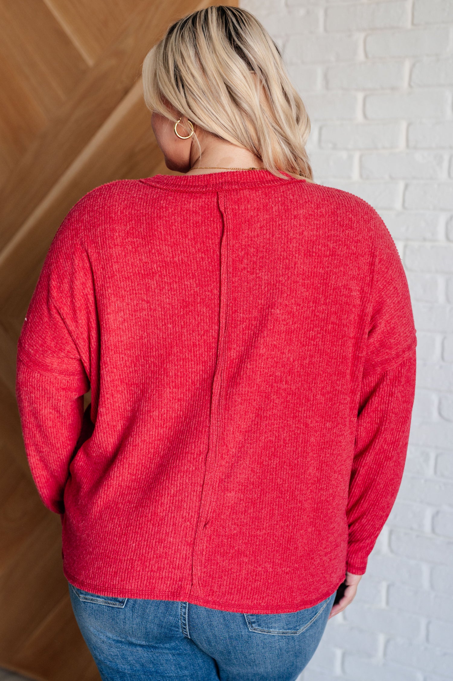 Casual Tuesday Ribbed Knit Sweater in Dark Red Tops   