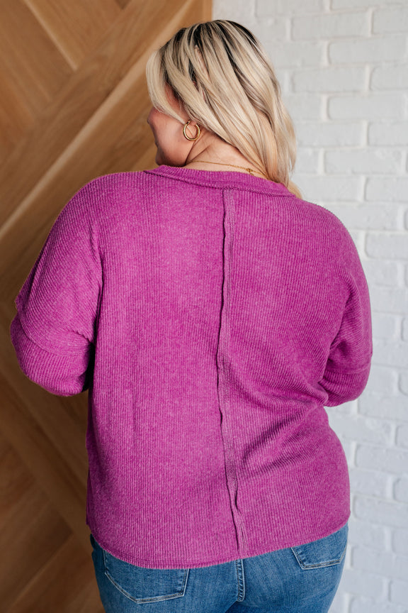 Casual Tuesday Ribbed Knit Sweater in Light Plum Tops   