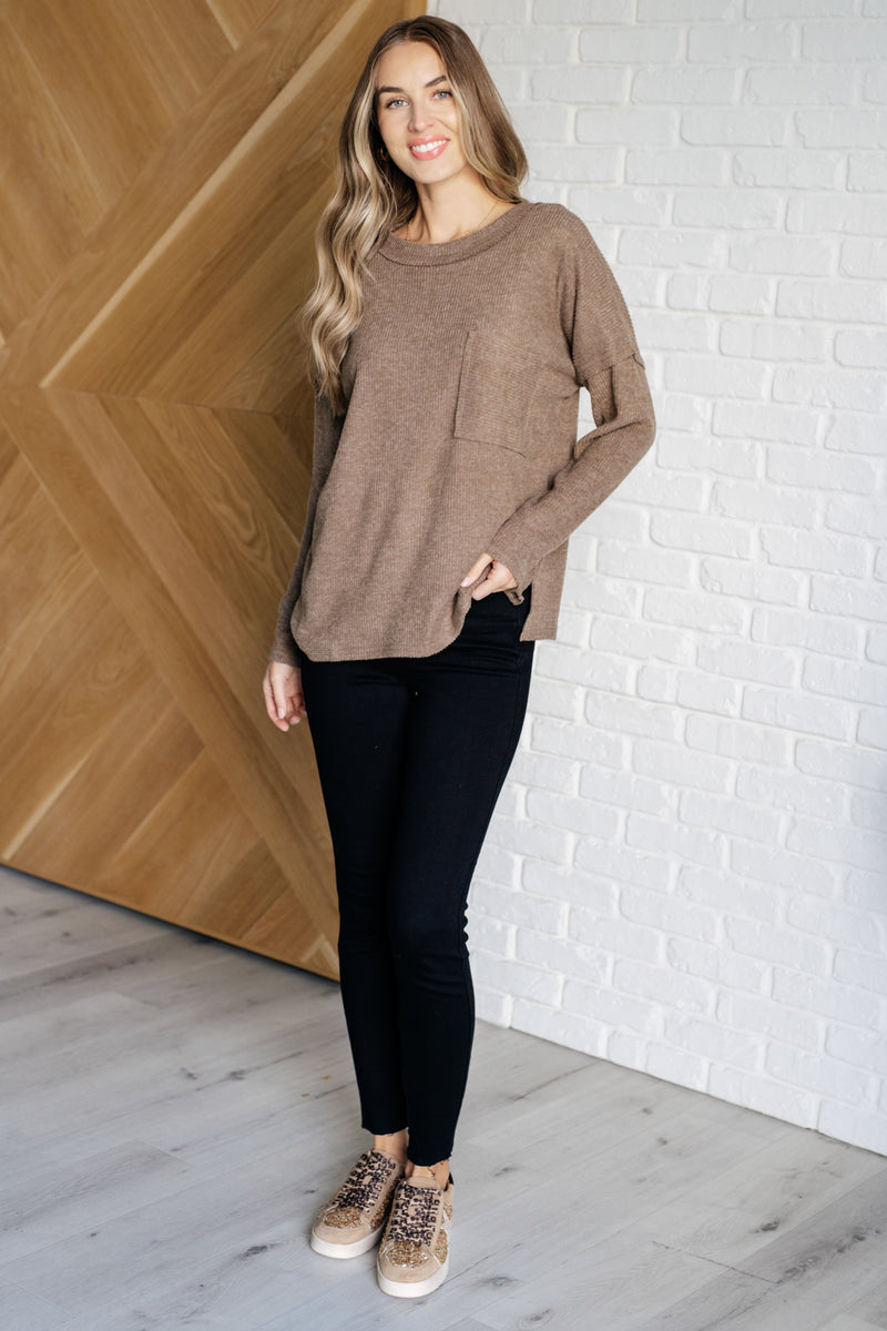 Casual Tuesday Ribbed Knit Sweater in Mocha Tops   