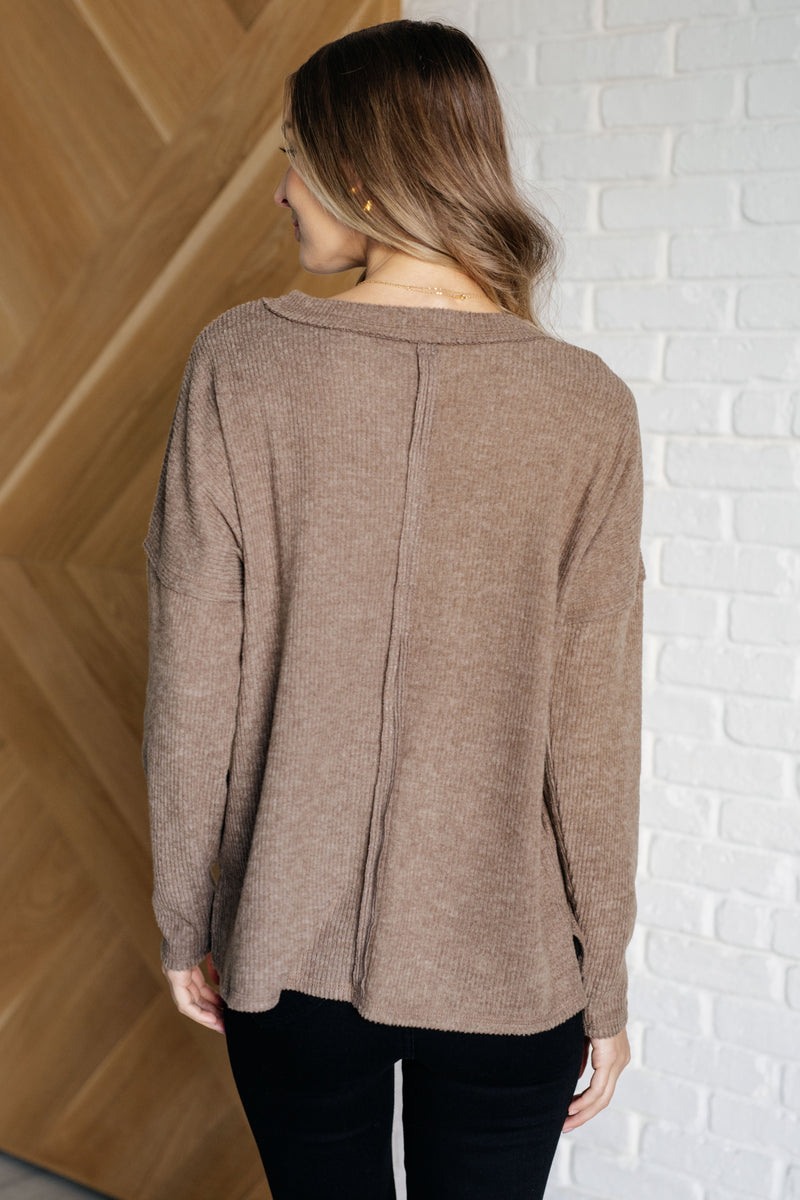 Casual Tuesday Ribbed Knit Sweater in Mocha Tops   