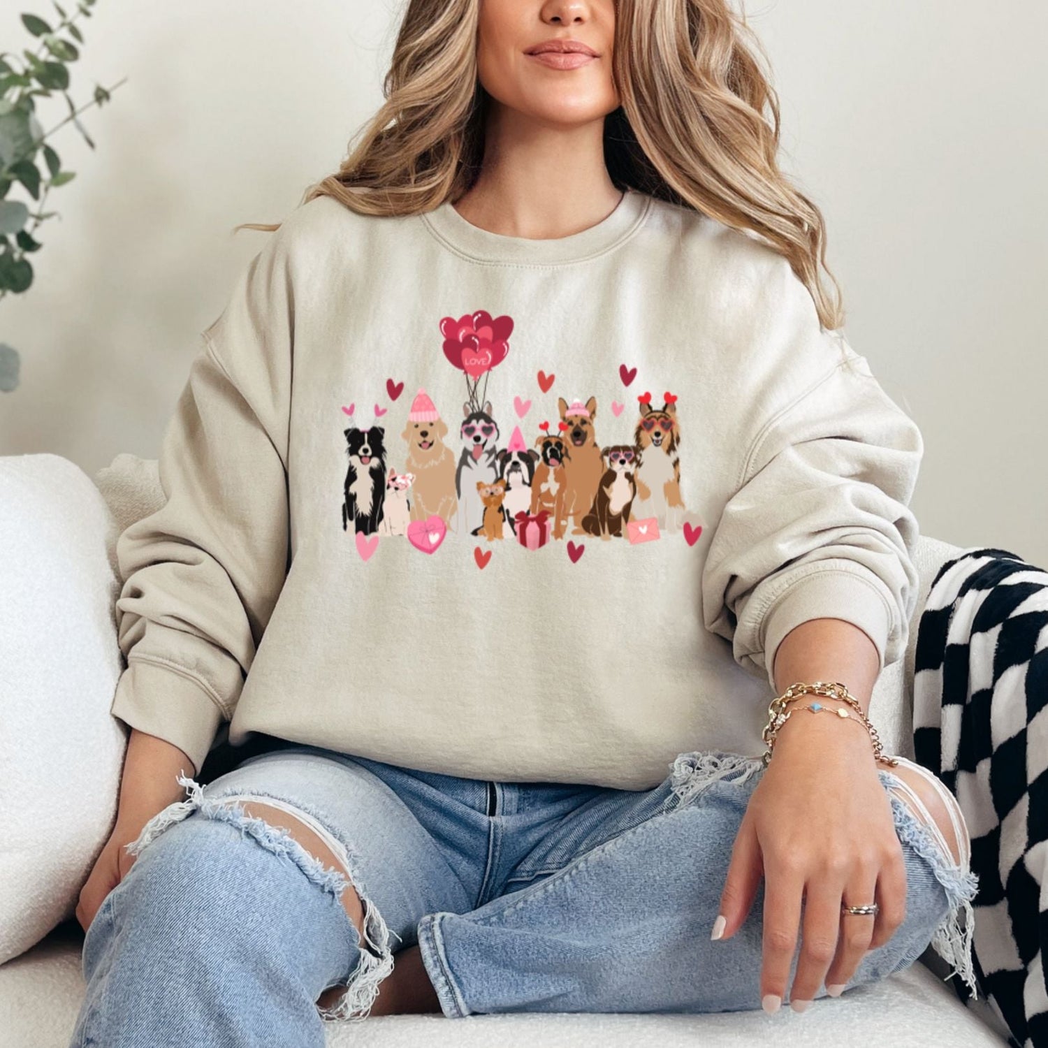 Valentine Dogs Graphic Sweatshirt Womens