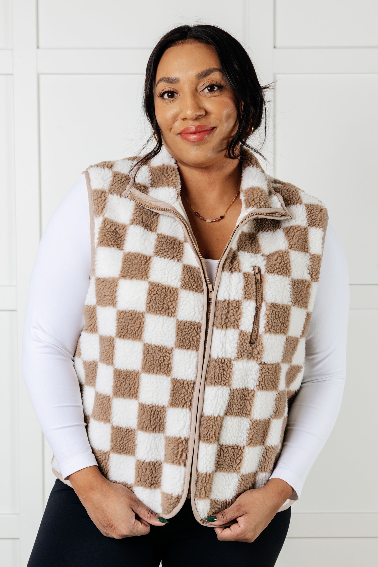 Check it Out Checkered Fleece Vest Layers