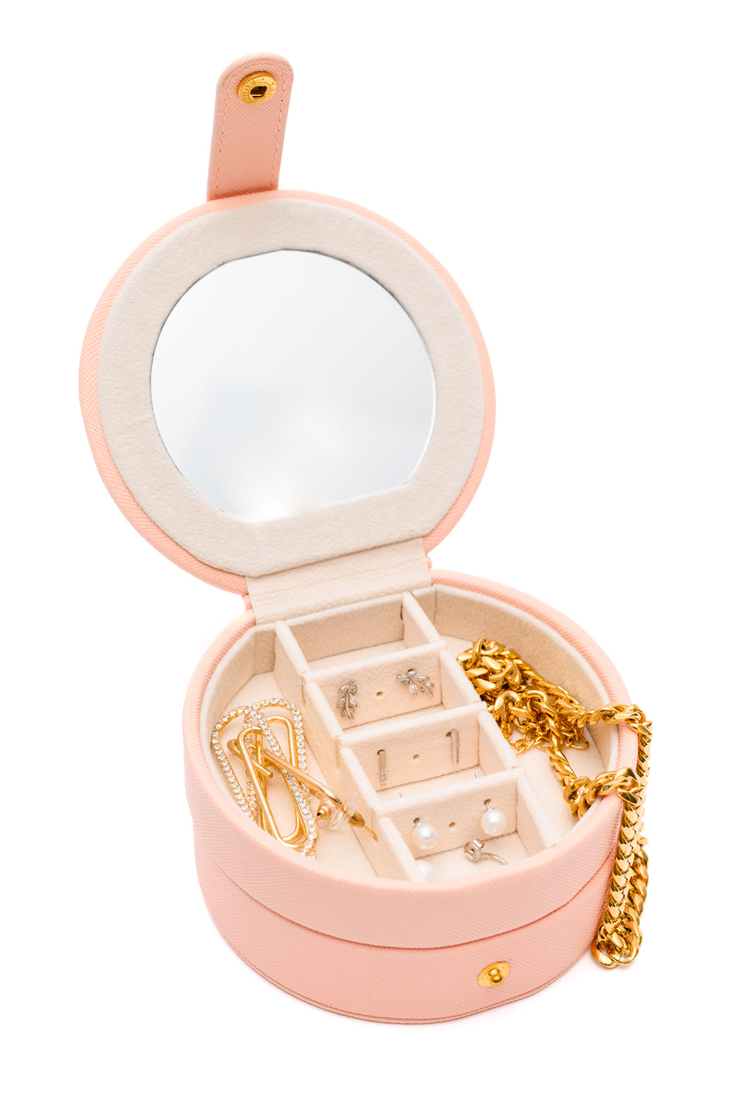 Circular Travel Jewelry Case in Pink Home & Decor   