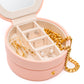 Circular Travel Jewelry Case in Pink Home & Decor   