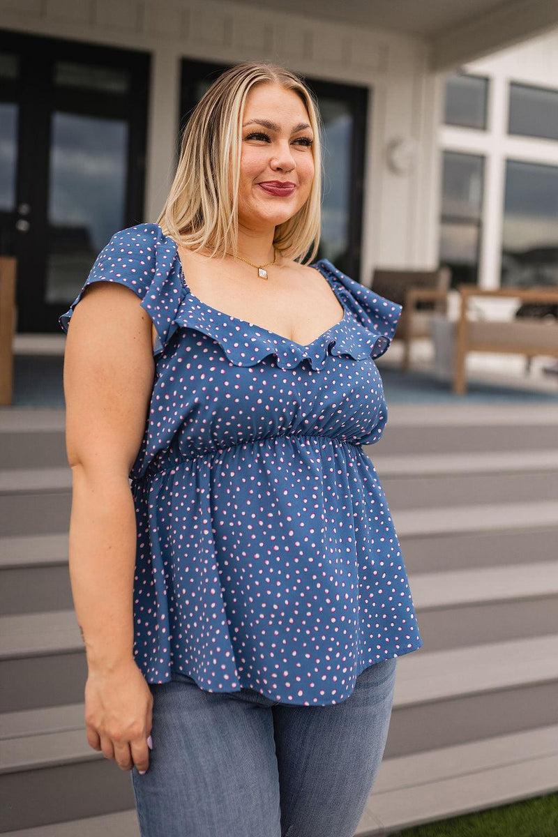 Connect the Dots Peplum Blouse Womens Tops   