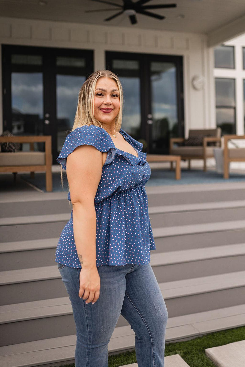 Connect the Dots Peplum Blouse Womens Tops   