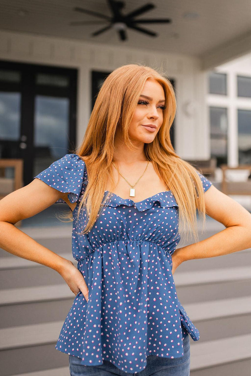 Connect the Dots Peplum Blouse Womens Tops   