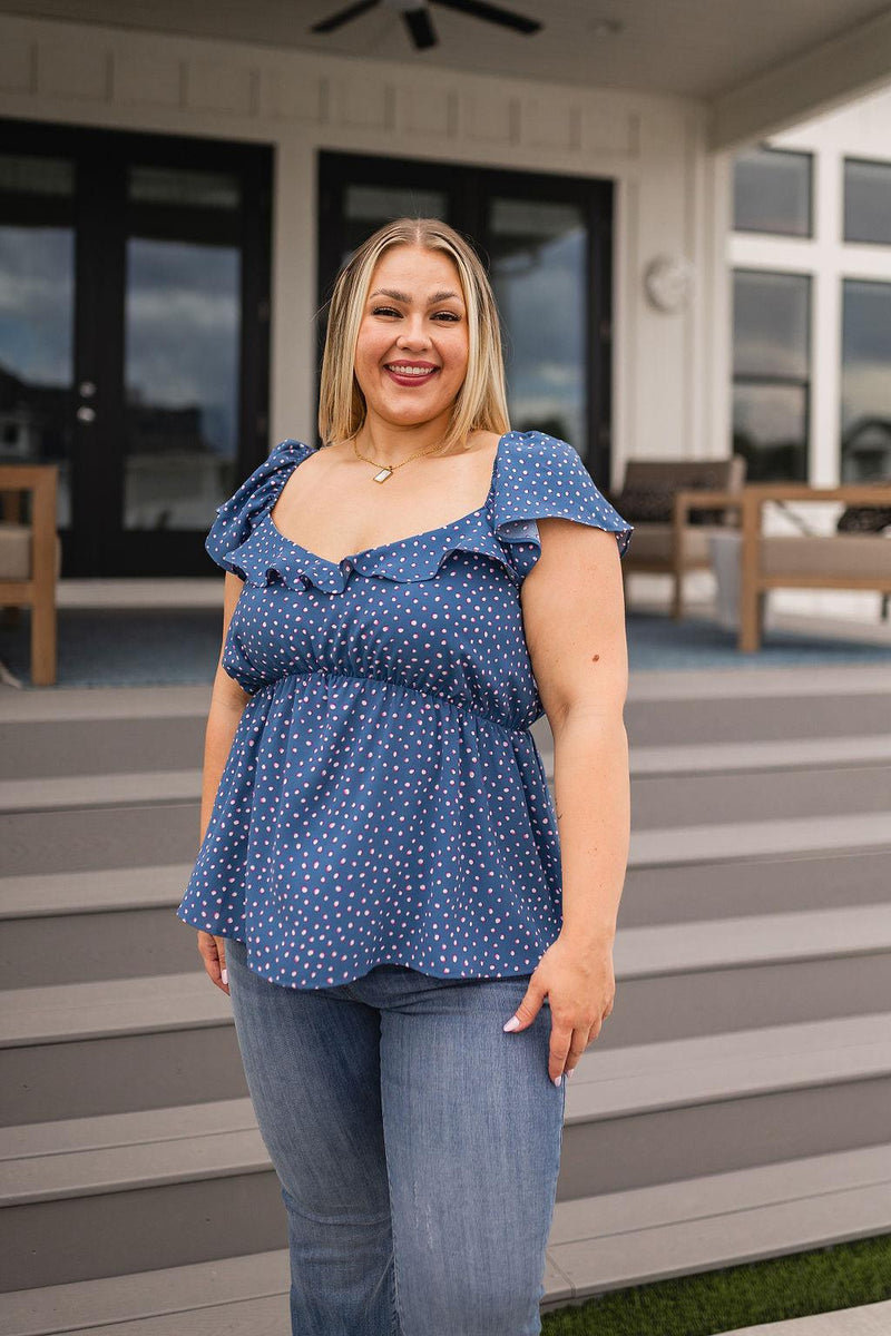 Connect the Dots Peplum Blouse Womens Tops   
