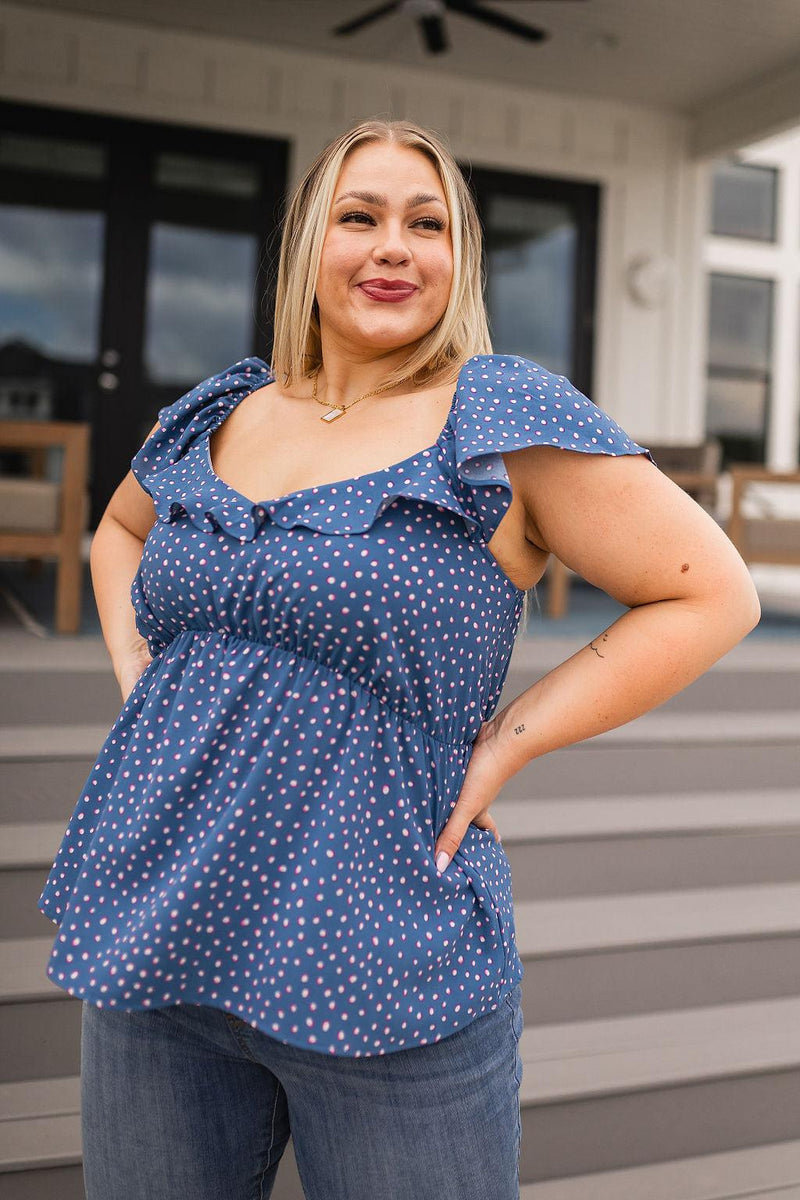 Connect the Dots Peplum Blouse Womens Tops   