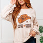 Cow Girl Graphic Pullover in Stone Womens Long Sleeve Tops   