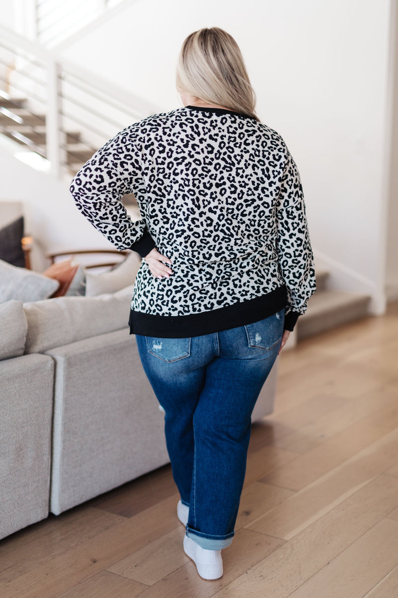 Cozy in Cheetah Pullover Sweatshirt Tops   