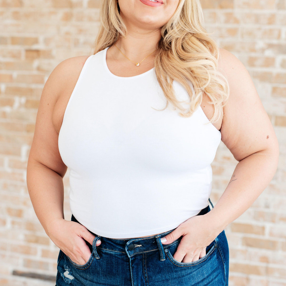Cream of the Crop Rib Knit Tank Top in White - Three Mad Hatters Mercantile 