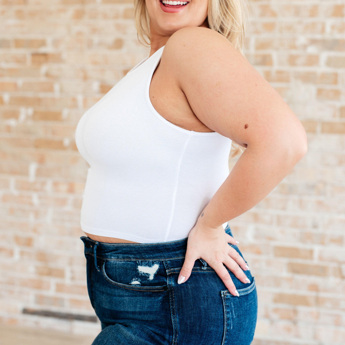 Cream of the Crop Rib Knit Tank Top in White - Three Mad Hatters Mercantile 