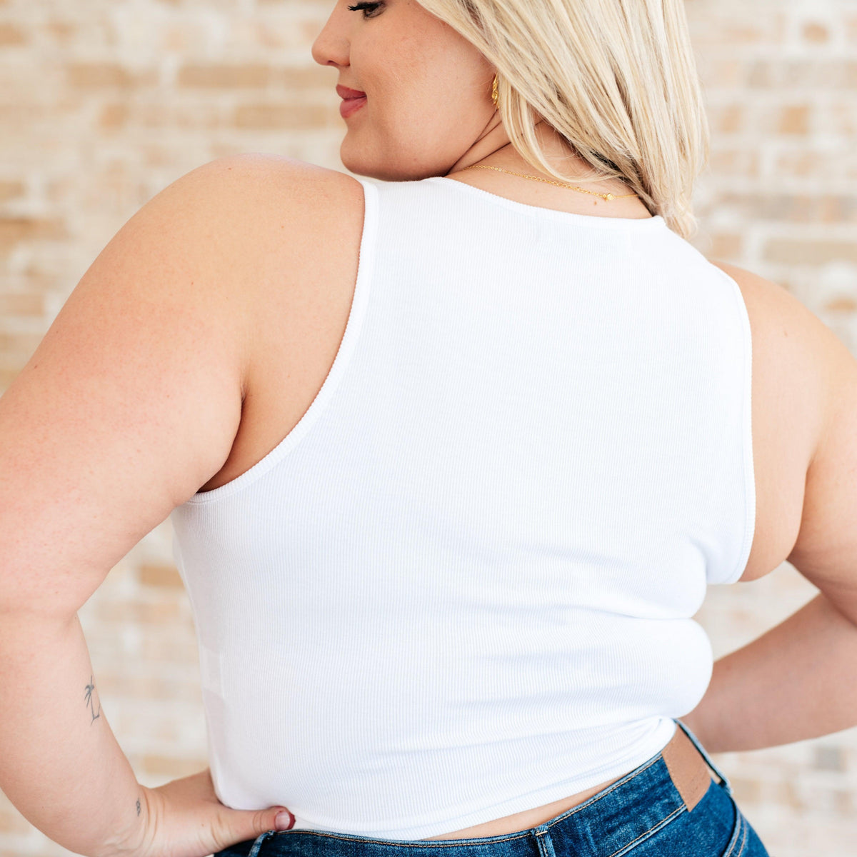 Cream of the Crop Rib Knit Tank Top in White - Three Mad Hatters Mercantile 