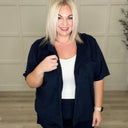 French Terry Button Down Top in Two Colors