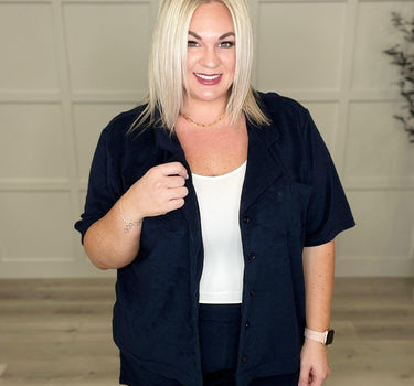 French Terry Button Down Top in Two Colors