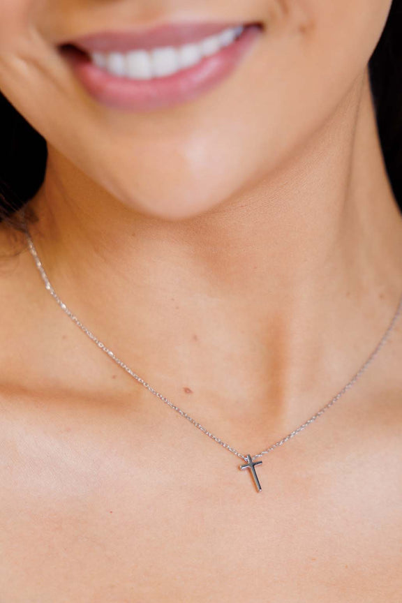 Dainty Silver Cross Necklace Accessories   