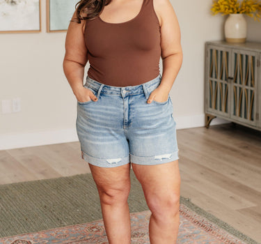 Darlene High Rise Distressed Cuffed Cutoff Shorts