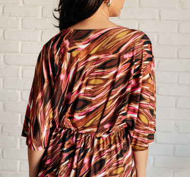 Dearest Dreamer Peplum Top in Abstract Mocha