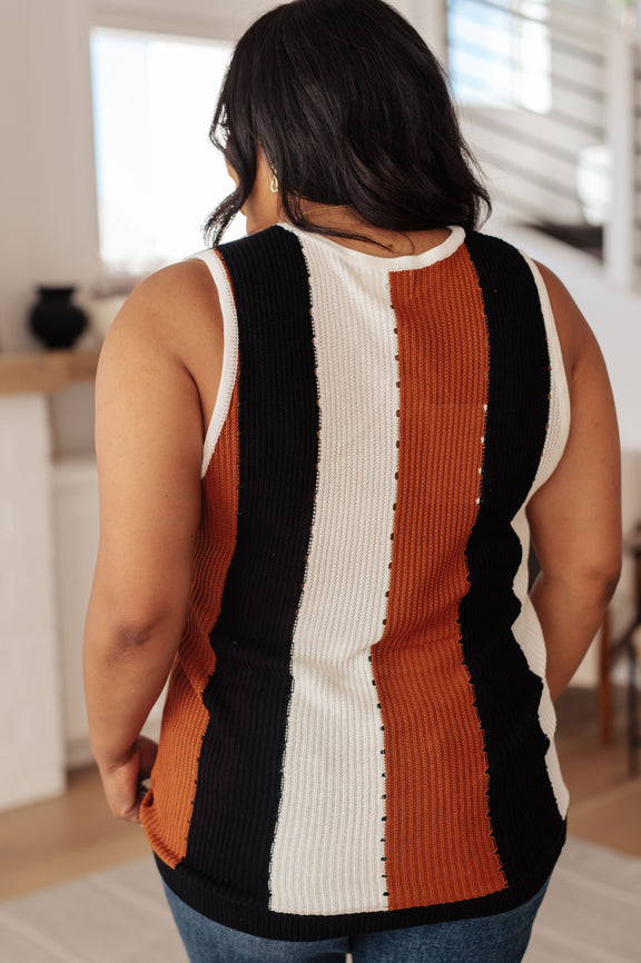 Decidedly Undecided Knit Striped Tank Womens Tops   