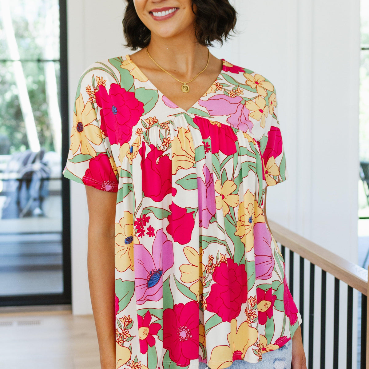 Do It Anyways Floral Top Womens Tops   