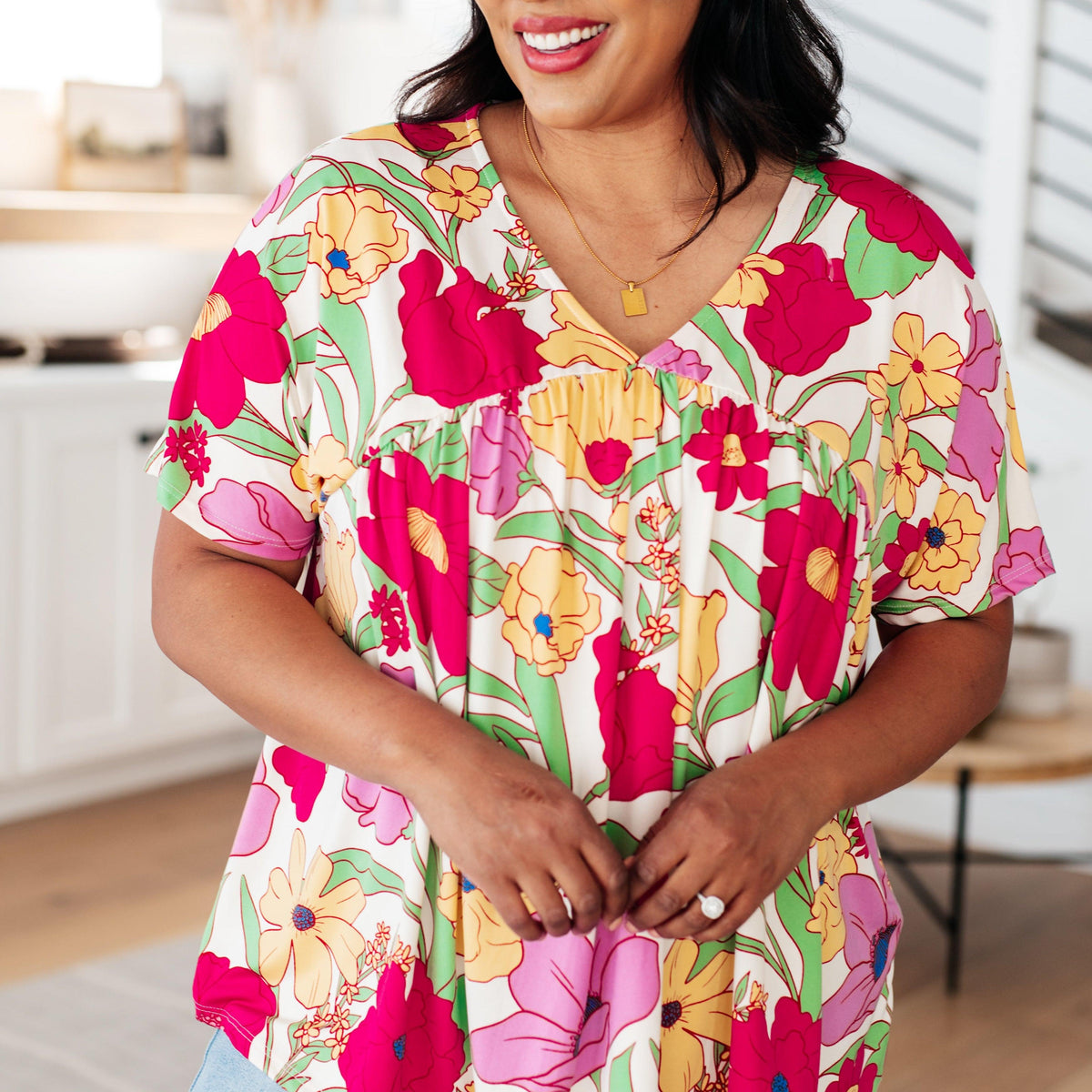 Do It Anyways Floral Top Womens Tops   