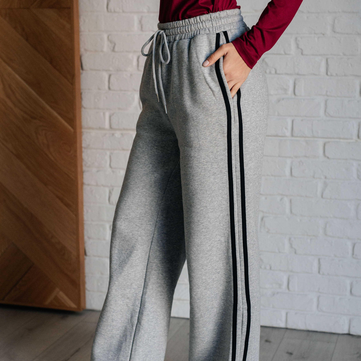 Don't Get Stuck Stripe Detail Sweatpants - Three Mad Hatters Mercantile 