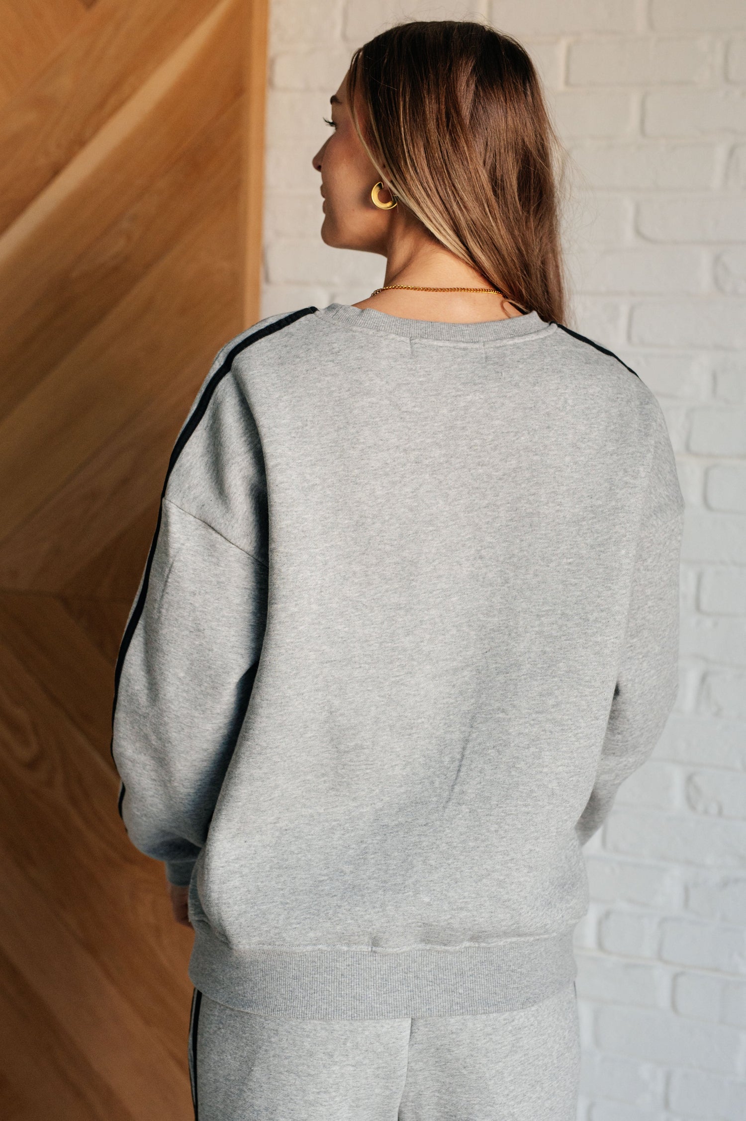 Don't Get Stuck Stripe Detail Sweatshirt Athleisure   