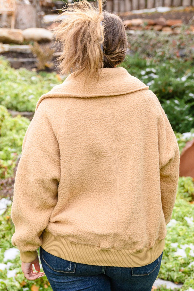 Don't Stress Oversized Collar Sherpa Jacket In Taupe - Three Mad Hatters Mercantile 